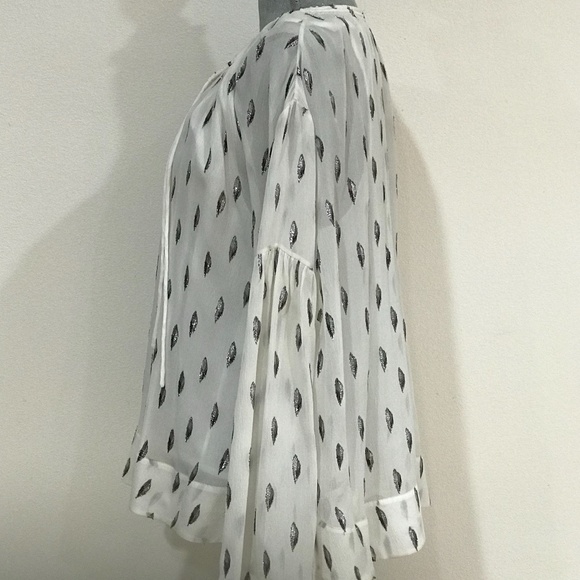 Womens M EUR 40 IRO silk metallic boho peasant top - Picture 7 of 8